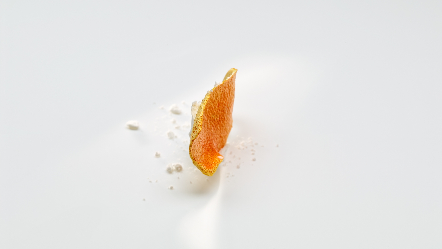 Savoury chip of orange and duck.
PHOTO: José Luis López de Zubiría/ Mugaritz